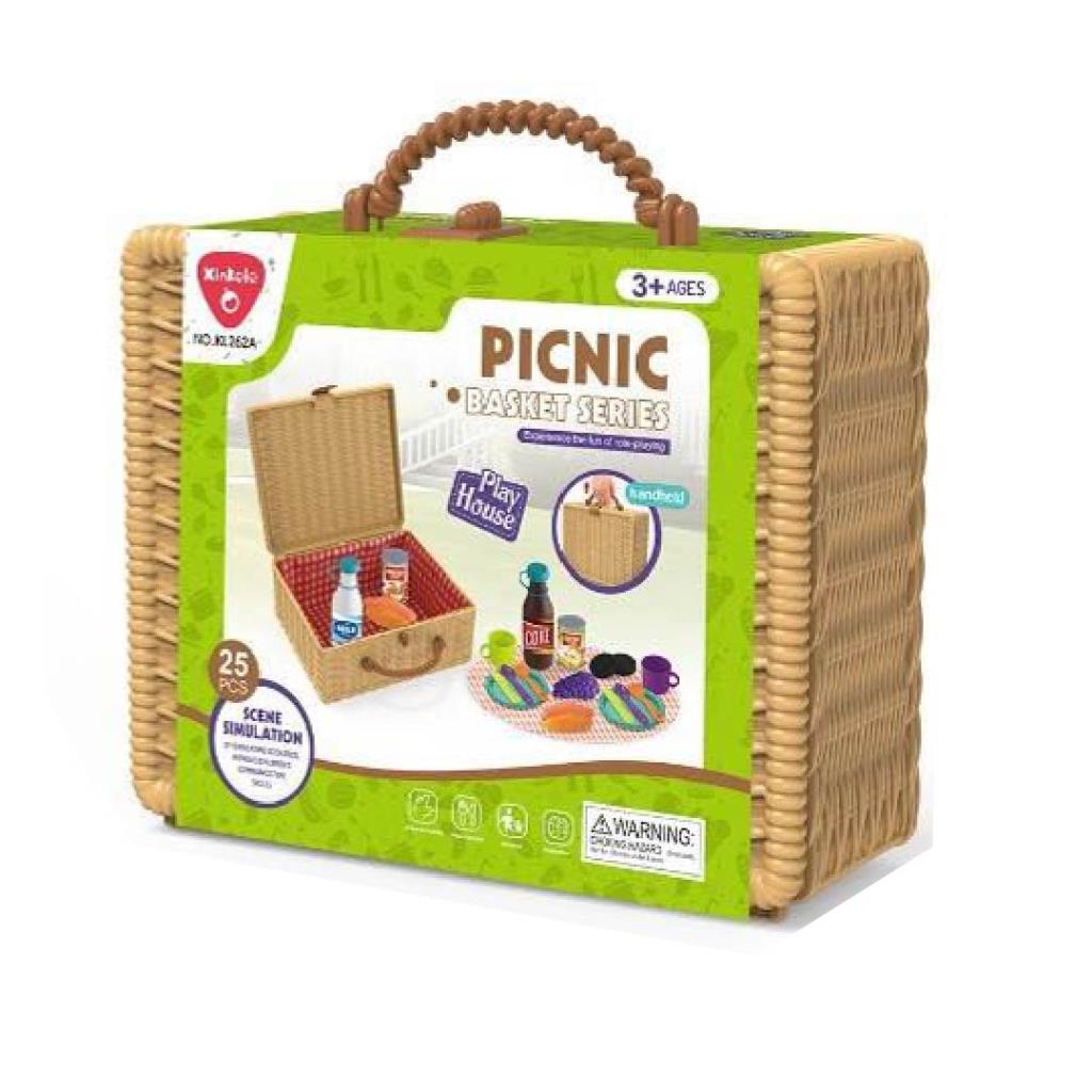 Kids Picnic Basket Playset – 25 Pieces